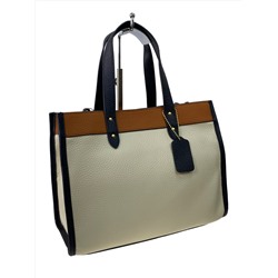 Женская сумка из натуральной кожи, цвет молочный с коричневым и черным