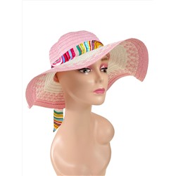 Летняя женская соломенная шляпа, цвет белый и розовый