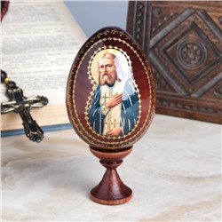 Сувенир Яйцо на подставке икона "Серафим Саровский"