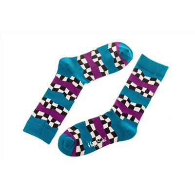 Носки женские с высокой резинкой и геометрическим принтом, хлопок-полиамид-эластан, цвет голубой