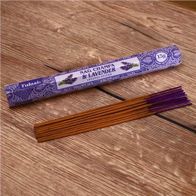 Благовония NAG CHAMPA "Tulasi" 15 аромапалочек Lavender