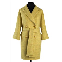 01-5749 Пальто женское демисезонное (пояс) Букле желтый