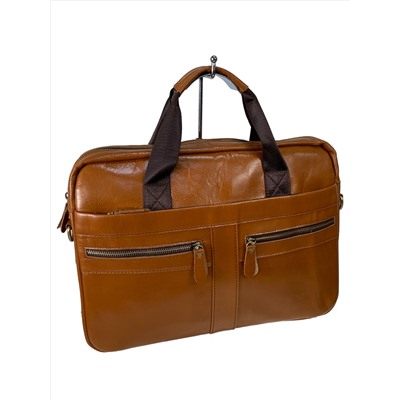 Мужская сумка-портфель из натуральной кожи, цвет рыжий