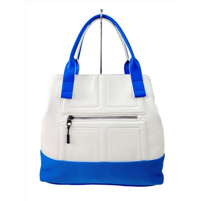 Женская сумка из искусственной кожи, цвет бело-синяя