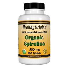 Spirulina 500mg (3 таблетки) Healthy Origins, США капсулы 180