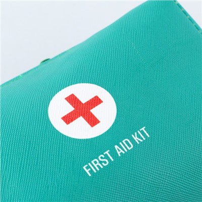 Аптечка дорожная из искусственной кожи "FIRST AID KIT", 14*10*5 см, зеленый цвет
