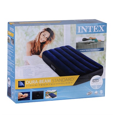 INTEX Кровать надувная Classic downy (Fiber tech) Cот, 76см x 1,91м x 25см, 64756