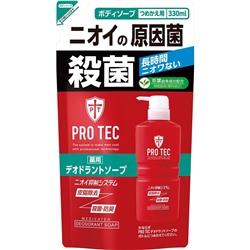 Мужское дезодорирующие жидкое мыло для тела с ментолом "PRO TEC"  330 мл, мягкая упаковка