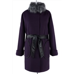 02-1236 Пальто женское утепленное (пояс) SALE Кашемир фиолетовый