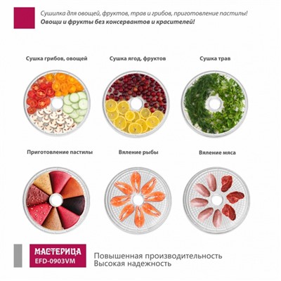 Сушилка для овощей и фруктов «‎‎Мастерица EFD-0903VM», 280 Вт, 9 ярусов