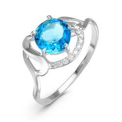 Серебряное кольцо с голубым фианитом - 766