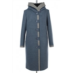 02-2982 Пальто женское утепленное валяная шерсть серо-голубой