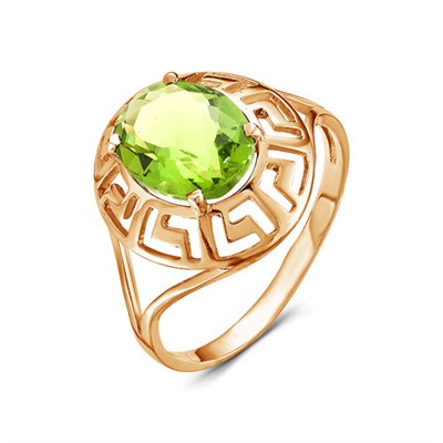Позолоченное кольцо с зеленым фианитом 553 - п