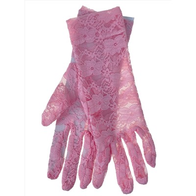 Гипюровые ажурные перчатки, цвет розовый