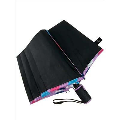 Зонт женский полуавтомат с цветными вставками, цвет чёрный