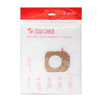 Мешок-пылесборник XXL-61 Ozone синтетические для пылесоса, 12 шт + 2 микрофильтра