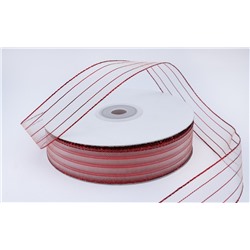 Декоративная лента с люрексом (белый, бордовый), 22мм * 50 ярдов(+-1)