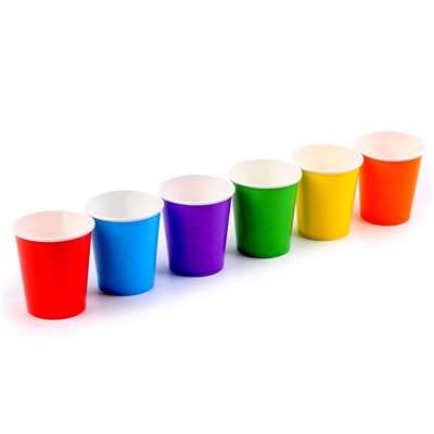 Набор бумажных стаканов «Разноцвет», 205 мл, 6 шт