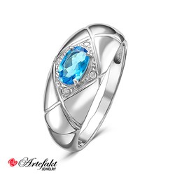Серебряное кольцо с голубым фианитом - 586