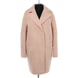 02-2971 Пальто женское утепленное вареная шерсть бежево-розовый