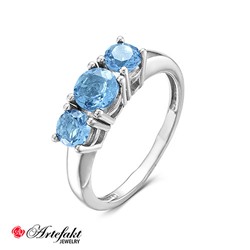 Серебряное кольцо с голубыми фианитами 583
