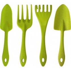 Набор садовых инструментов (лопатка, совок, грабельки, вилка) салатовый (уп.22)