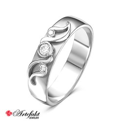 Обручальное кольцо с бесцветными фианитами - 573