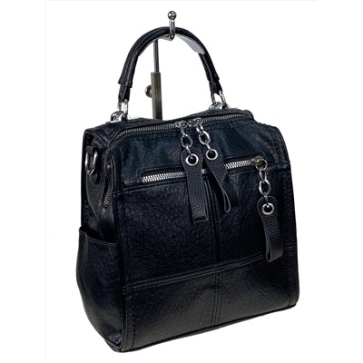 Женская сумка-рюкзак трансформер из искусственной кожи цвет черный