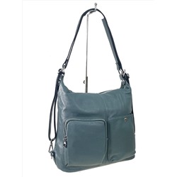 Женская сумка из натуральной кожи, цвет серо-голубой