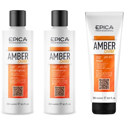 Epica Набор Amber Shine Organic (шампунь 250мл + кондиционер 250мл + маска 250мл) 29189