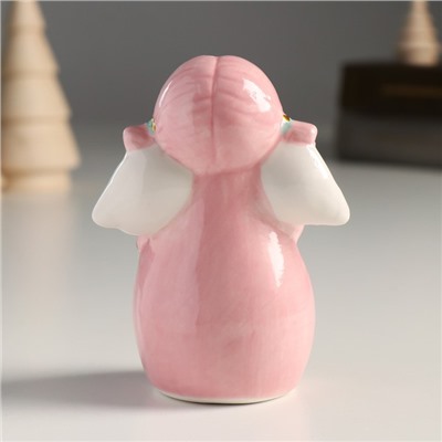 Сувенир керамика "Девочка-ангел с хвостиками, розовое платье, с звёздочкой" 9,3х6,6х4,7 см
