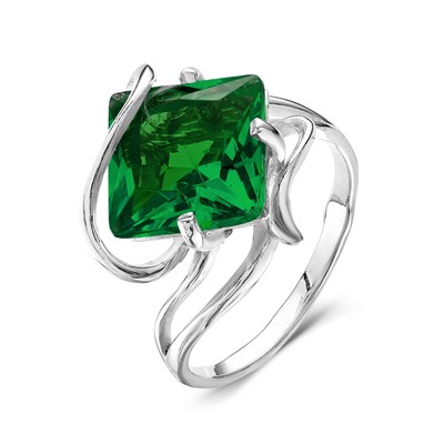 Серебряное кольцо c зеленым фианитом - 232