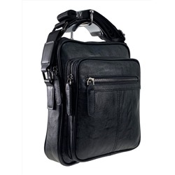 Мужская сумка через плечо из фактурной экокожи, цвет чёрный