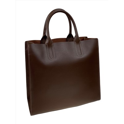 Женская сумка тоут из натуральной кожи, цвет шоколад