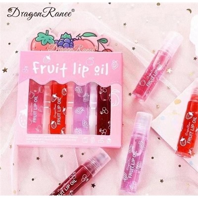 Глянцевый блеск для губ FRUIT LIP OIL Dragon Ranee Набор 4 шт