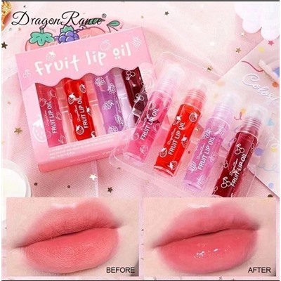 Глянцевый блеск для губ FRUIT LIP OIL Dragon Ranee Набор 4 шт