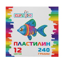 ClipStudio Пластилин 12 цветов 240 грамм в картонном выдвижном пенале