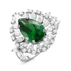Серебряное кольцо с фианитом зеленого цвета 078