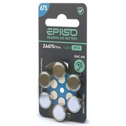 Элемент питания EPILSO ZA675 (PR44) 6BC 1.45V для слухового аппарата (отгрузка кратно 6 шт) EPB-ZA675-6BC EPILSO {Китай}