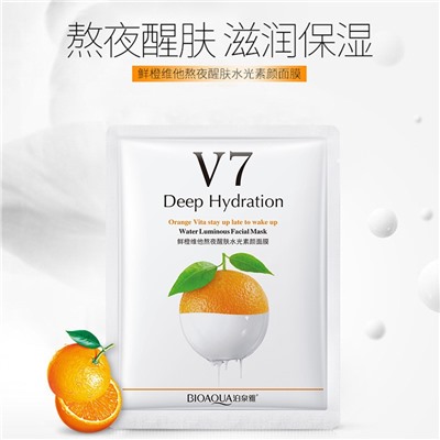Тканевая маска V7 с комплексом витаминов и экстрактом апельсина Bioaqua