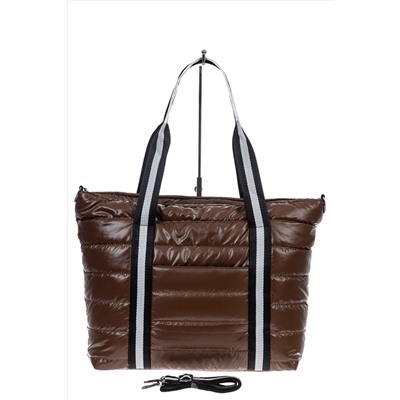 Cтильная женская сумка-шоппер из водооталкивающей ткани, цвет коричневый