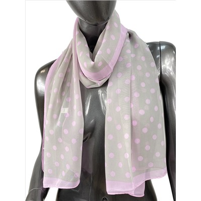 Легкий палантин-шарф с принтом, цвет серый с фиолетовым