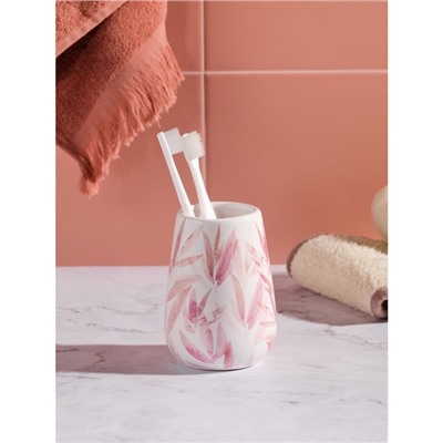 Стакан для зубных щеток Akvarel, 8,5х8,5х11,5 см, цвет белый розовый