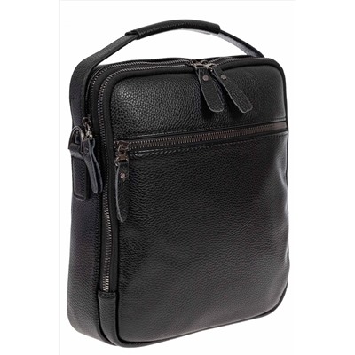 Классическая мужская сумка из натуральной кожи, цвет чёрный
