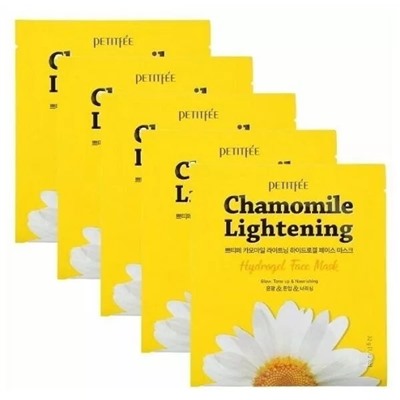 Маски для лица Petitfee Chamomile Lightening Hydrogel Face Успокаивающая гидрогелевая маска с экстрактом ромашки 5 штук упаковка (Корея оригинал)