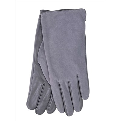 Женские демисезонные перчатки из натуральной кожи и замши, цвет светло серый