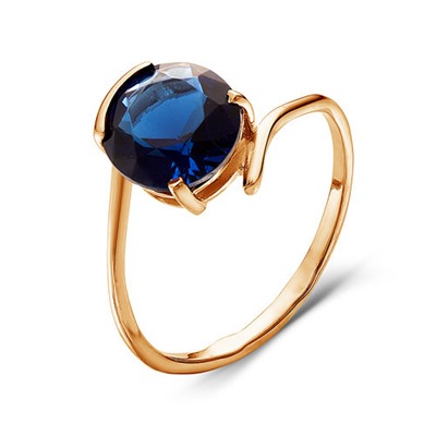 Позолоченное кольцо с синим фианитом  - 558 - п