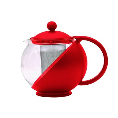Чайник заварочный 750мл с ситечком стекло, 2 цвета (уп.24)