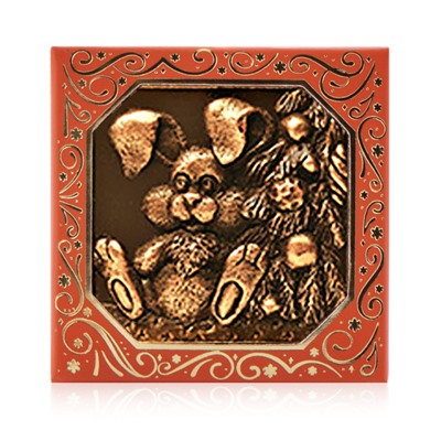 Набор новогодних барельефных элитных шоколадок 5 шт. Зайчики - символ года (квадраты 46 мм.)