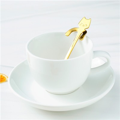 Ложка чайная из нержавеющей стали Magistro «Котик», длина 11,5 см, цвет золотой